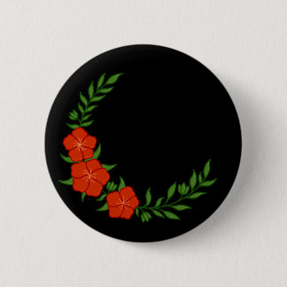 Prachtige Kroon Halve Maan van Rode Bloemen Ronde Button 5,7 Cm