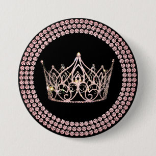 Prachtige Kroon Knop - Roze Goud Glam Ronde Button 7,6 Cm