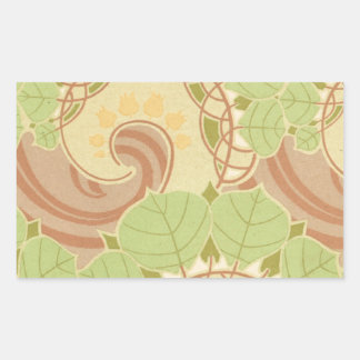 prachtige kunst nouveau swirly verlaat patroonkuns rechthoekige sticker