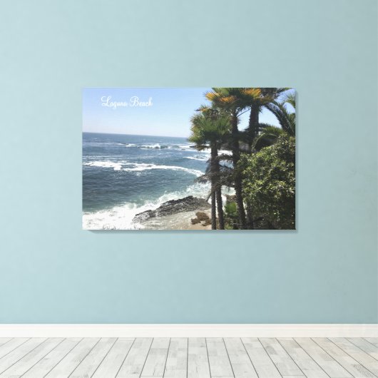 Prachtige kustlijn strand Ocean Laguna Beach, CA Canvas Afdruk (Insitu (Houten vloer))