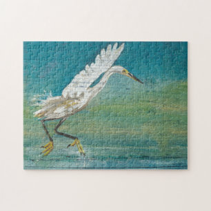 Prachtige kustwateren met uitgraving van zeevogels legpuzzel