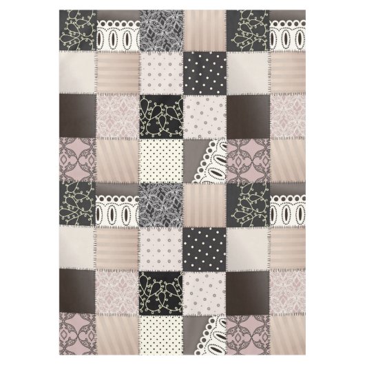 Prachtige landpatchwork Quilt Pink en Black Tafelkleed (Voorkant)