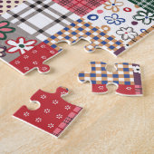 Prachtige landpatchworkquilt legpuzzel (Zijkant)