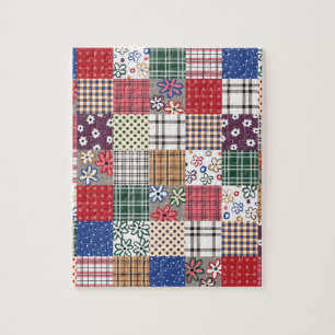Prachtige landpatchworkquilt legpuzzel