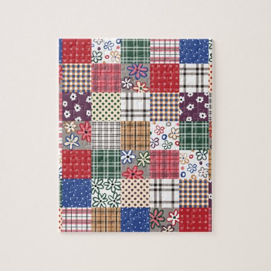 Prachtige landpatchworkquilt legpuzzel (Verticaal)