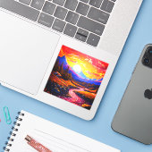 Prachtige landschappen sticker (Laptop met iPhone)