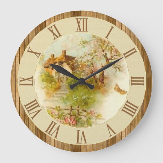 Prachtige  landschapsscènehout grote klok (Voorkant)