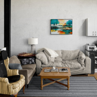 Prachtige levendige kleuren landschapskunstwerk tegeltje