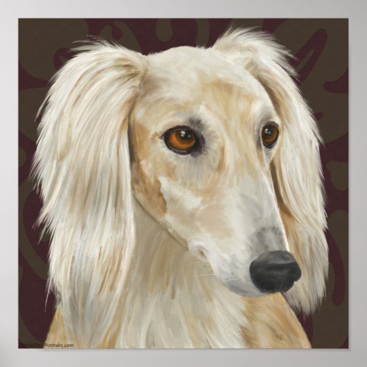 Prachtige lichtvaarder voor Saluki Dog op bruine a Poster (Voorkant)