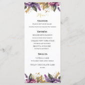 Prachtige Lila en Lavendel Wijngaard Bruiloft Menu (Achterkant)
