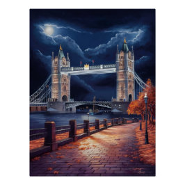 Prachtige Londense nachtscène met verlichte toren Perfect Poster