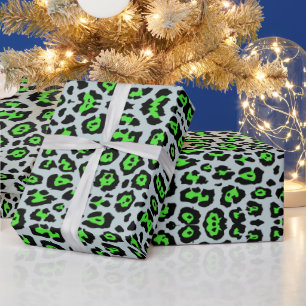 Prachtige luipaardprint dier neon groene stoffige cadeaupapier
