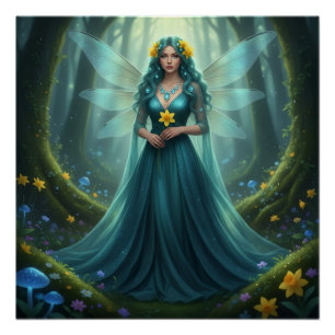 Prachtige maart Aquamarijn Fairy Perfect Poster