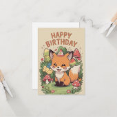 Prachtige magische Fox verjaardag Kaart (Voorkant / Achterkant in situ)
