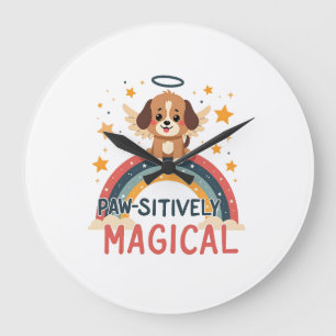 Prachtige Magische Puppy Vintage Regenboog Engel D Grote Klok