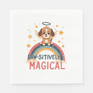 Prachtige Magische Puppy Vintage Regenboog Engel D Servet