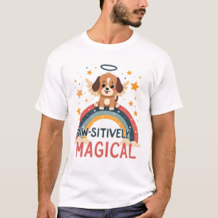 Prachtige Magische Puppy Vintage Regenboog Engel D T-shirt
