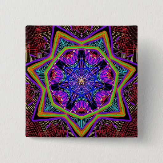 Prachtige mandala vierkante button 5,1 cm (Voorkant)