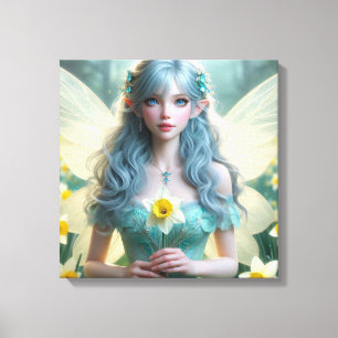 Prachtige March Fairy in narcissen Canvas Afdruk