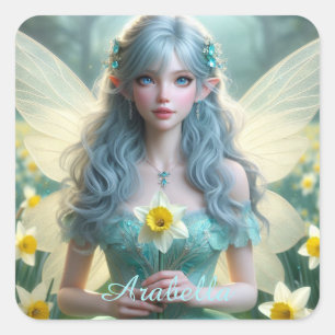 Prachtige March Fairy in narcissen Vierkante Sticker