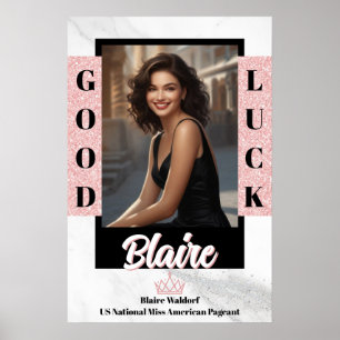 Prachtige Marmeren Roze Gouden Deurposter voor Wed Poster