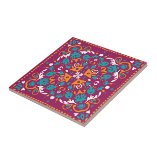🤩 prachtige maroon en turquoise Azulejos, Tegeltje