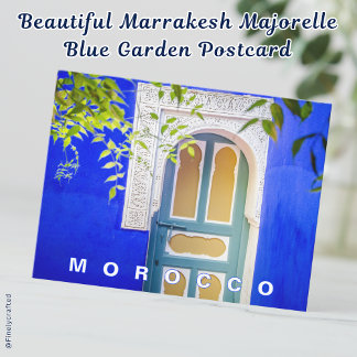 Prachtige Marrakesh Majorelle blauwe tuin Briefkaart