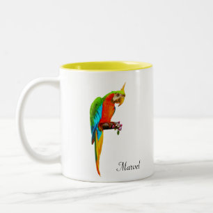 Prachtige Meerkleurige Ara Vogel Tweekleurige Koffiemok