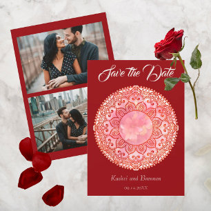Prachtige Mehndi bruiloft Save The Date Kaart