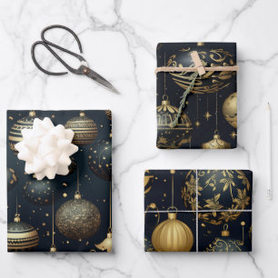 Prachtige Midnight Sparkle Sierlijke Kerstmis Inpakpapier Vel