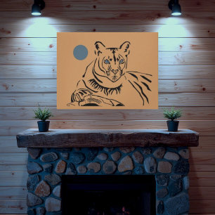 Prachtige minimalistische Mountain Lion Canvas Kun Afdruk