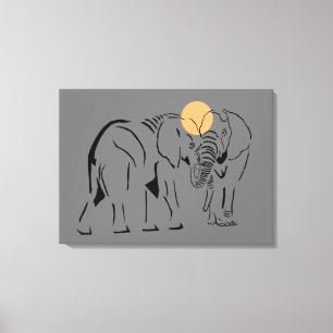 Prachtige minimalistische olifant-schilderkunst canvas afdruk