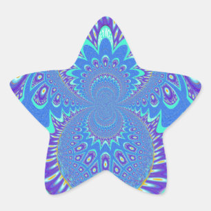 Prachtige moderne cyaan blauwe batik caleidoscoop  ster sticker