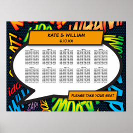 Prachtige moderne stripboek trouw zitplaatskaart poster