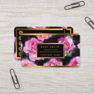 Prachtige moderne Waterverf roze rozen Collectie Visitekaartje