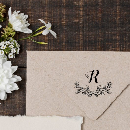 Prachtige monogram van Leafy Wreath Rubberstempel
