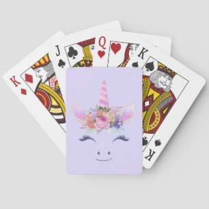 Prachtige Mooie Eenhoorn Bloemen Gezicht 2 Pokerkaarten