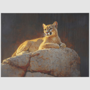 Prachtige Mountain Lion Schilderachtig decoupage Tissuepapier