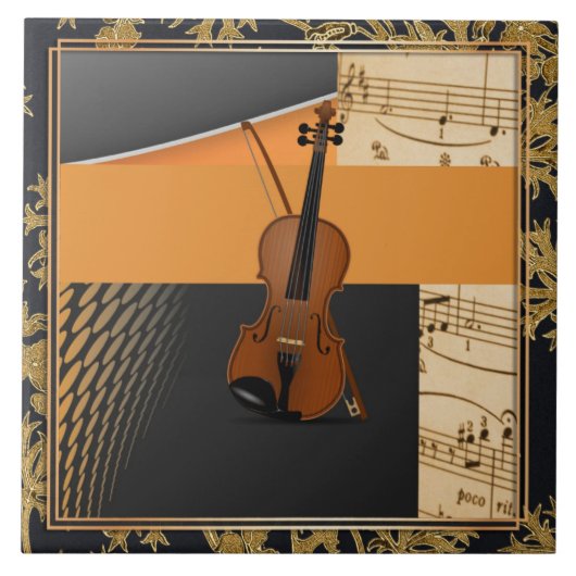 Prachtige muzikale abstracte viool tegeltje (Voorkant)