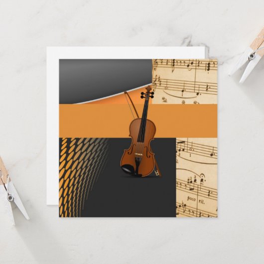 Prachtige muzikale abstracte vormgeving met viool kaart (Voorkant / Achterkant in situ)