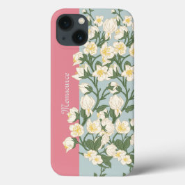 Prachtige natuurlijke groen witte bloem modern iPhone 13 hoesje