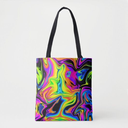 Prachtige Neon Liquid Marble Canvas tas (Voorkant)