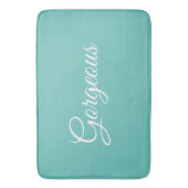 Prachtige of uw boodschap, wit script, licht Blauw Badmat (Voorkant Verticaal)