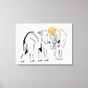 Prachtige olifant Wrapped Canvas Art Afdruk