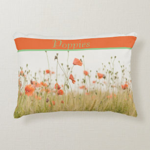 Prachtige Oranje papaverventiel, aanpasbaar. Accent Kussen