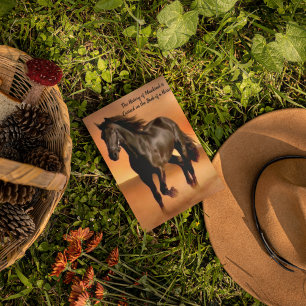 Prachtige paarden op de Oranje zon Briefkaart