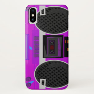 Prachtige Paarse Boembox uit de Jaren Tachtig iPhone X Hoesje
