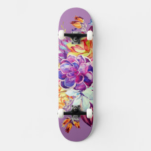 Prachtige Paarse en geelbloemen Skateboard