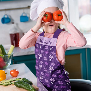 Prachtige Paarse Floral Daisy Flower Custom Kinder Schort