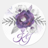 Prachtige Paarse gray Floral Wedding Stickers (Voorkant)